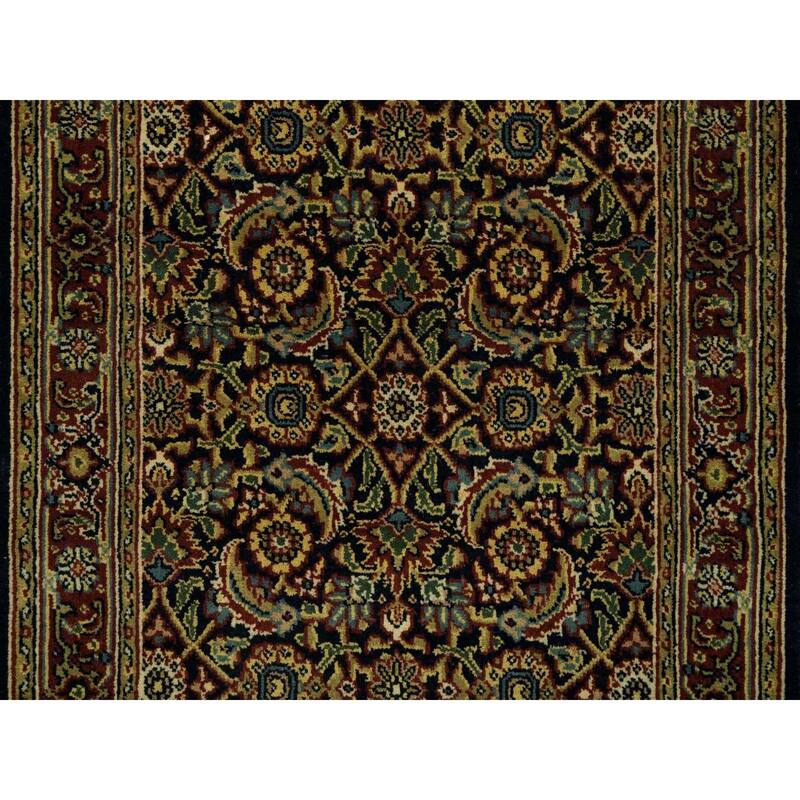 Shahbanu Rugs Navy Blue, Herati with All Over Design, Wool Hand Knotted